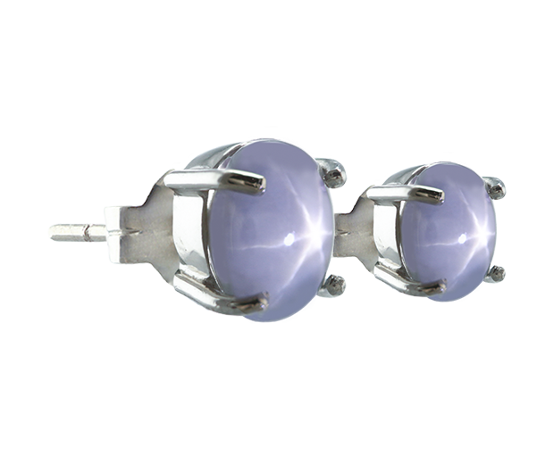 18KT WHITE GOLD EARRING PAIR SET WITH 02 STAR SAPPHIRES 
